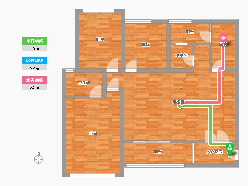 四川省-成都市-万象云庭E2户型123m²-94.60-户型库-动静线