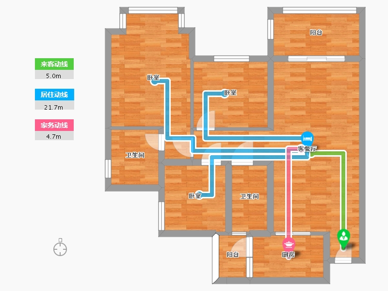 四川省-成都市-恒大御景半岛74号楼6号101m²-75.65-户型库-动静线