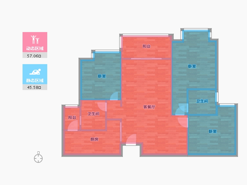 四川省-成都市-恒大御景半岛142,139栋,140栋2号113m²-91.01-户型库-动静分区