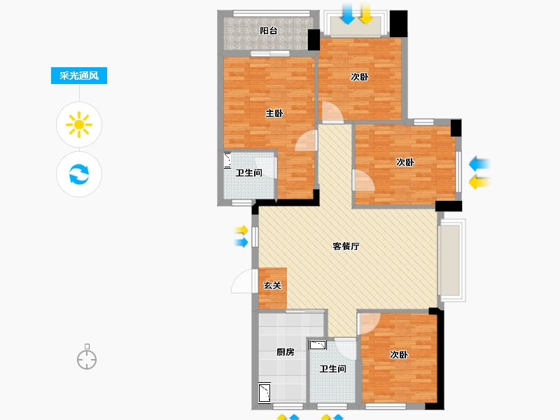 浙江省-杭州市-建德玉兰花园-103.59-户型库-采光通风