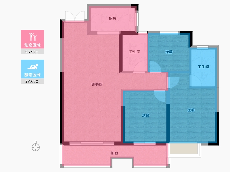 江西省-吉安市-龙山壹号院-85.01-户型库-动静分区