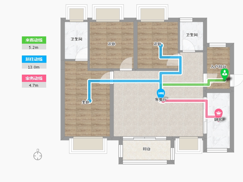 广东省-广州市-时代招商天禧-75.17-户型库-动静线