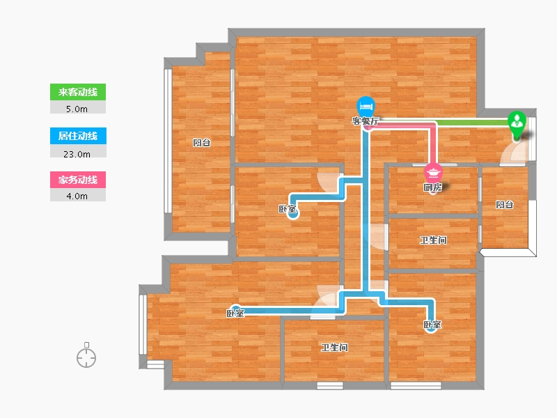 四川省-成都市-金沙城云津观棠9号楼G户型127m²-100.17-户型库-动静线