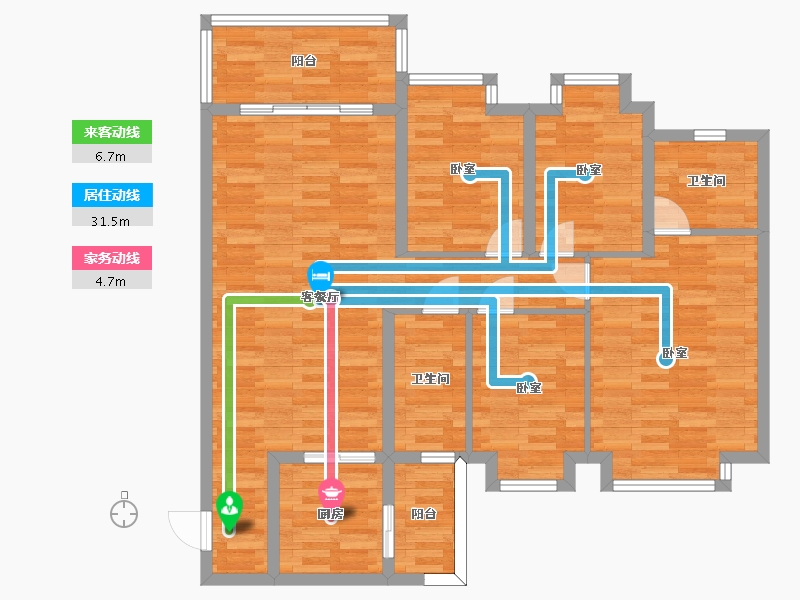 四川省-成都市-恒大牧云天峰3,4号,J8地块11号楼D1户型130m²-100.49-户型库-动静线