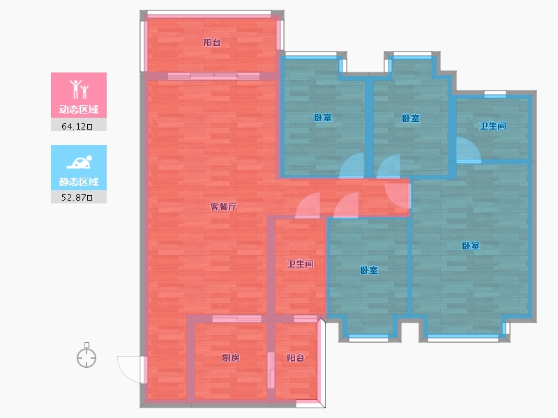 四川省-成都市-恒大牧云天峰3,4号,J8地块11号楼D1户型130m²-100.49-户型库-动静分区