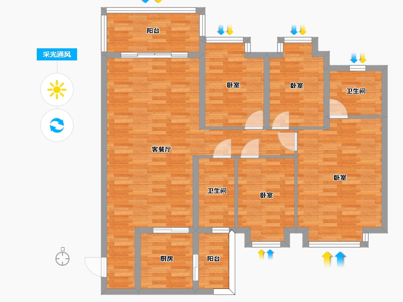 四川省-成都市-恒大牧云天峰3,4号,J8地块11号楼D1户型130m²-100.49-户型库-采光通风