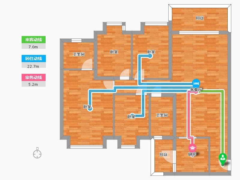 四川省-成都市-恒大牧云天峰J9地块1号楼1-A4户型126m²-101.72-户型库-动静线