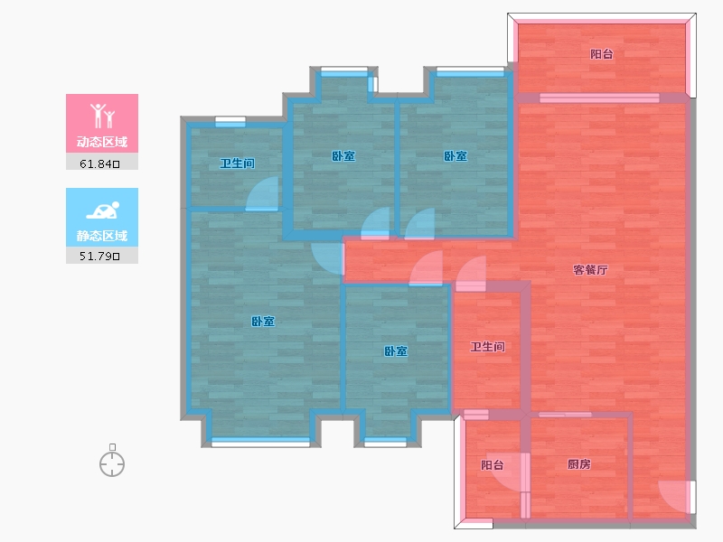 四川省-成都市-恒大牧云天峰J9地块1号楼1-A4户型126m²-101.72-户型库-动静分区