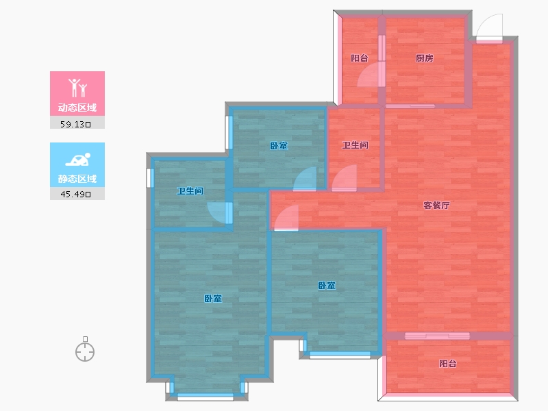 四川省-成都市-恒大御景半岛74号楼4号119m²-94.06-户型库-动静分区