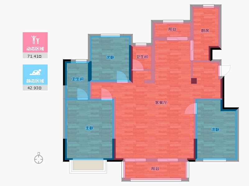 四川省-成都市-新城金樾府邸9号楼E-1户型133m²-102.00-户型库-动静分区