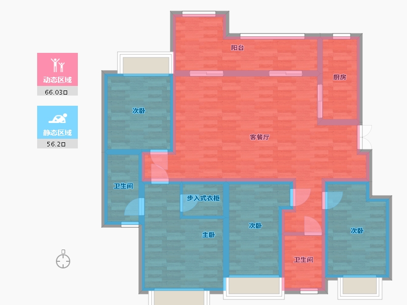 四川省-成都市-蓝光观岭国际社区翡翠湾A1户型135m²-111.51-户型库-动静分区