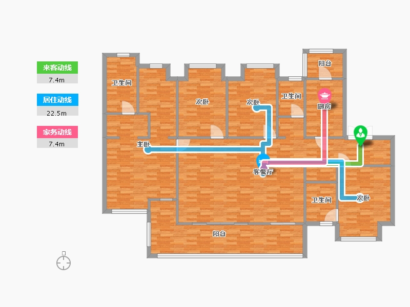 四川省-成都市-融信澜天3号楼C2户型186m²-163.18-户型库-动静线