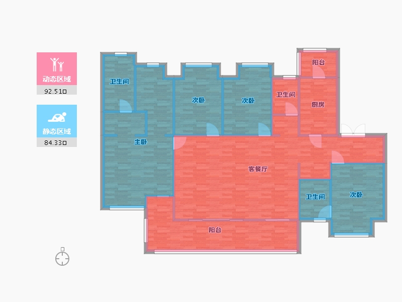 四川省-成都市-融信澜天3号楼C2户型186m²-163.18-户型库-动静分区