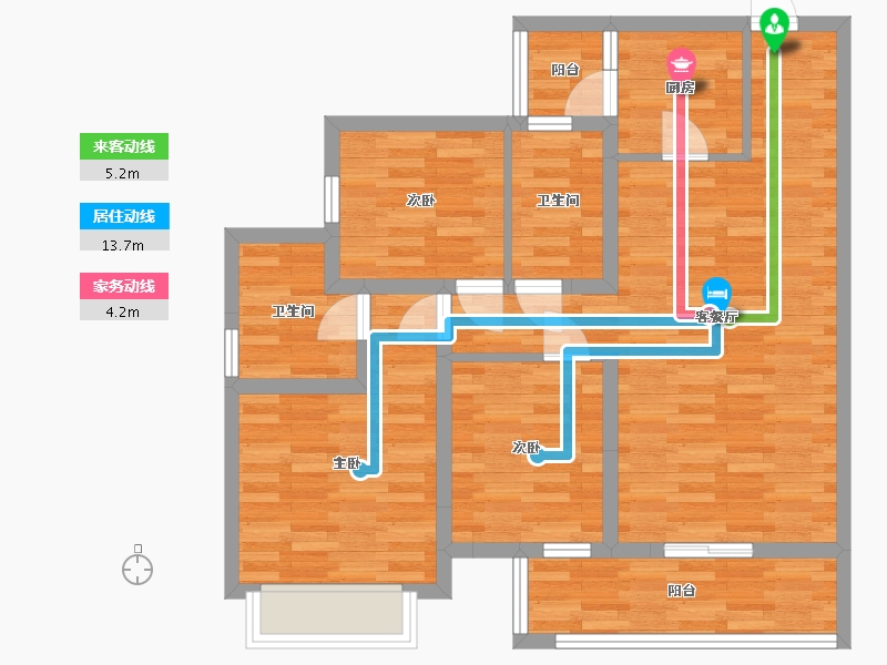 四川省-成都市-朗诗未来街区B1户型100m²-80.26-户型库-动静线