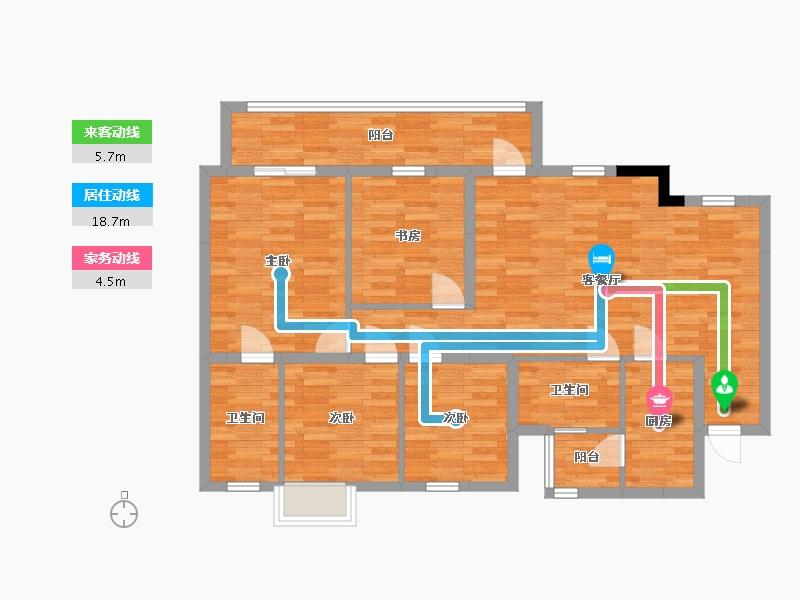 四川省-成都市-朗诗未来街区C1户型120m²-99.21-户型库-动静线