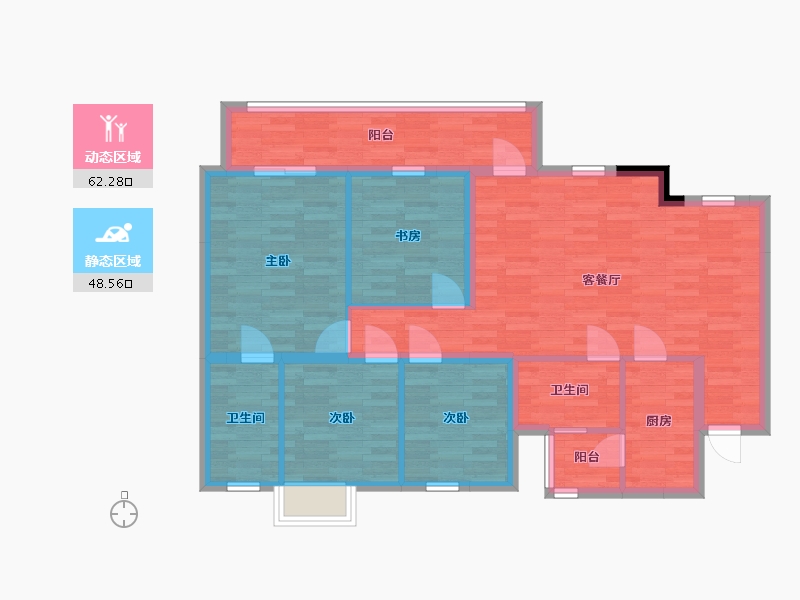 四川省-成都市-朗诗未来街区C1户型120m²-99.21-户型库-动静分区