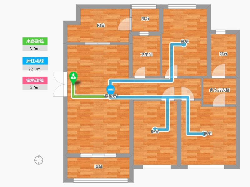 四川省-成都市-融创翰林学府4号楼B1户型111m²-86.74-户型库-动静线