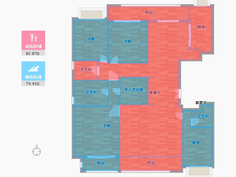 河南省-郑州市-北龙湖金茂府1号楼建面180m2-144.01-户型库-动静分区