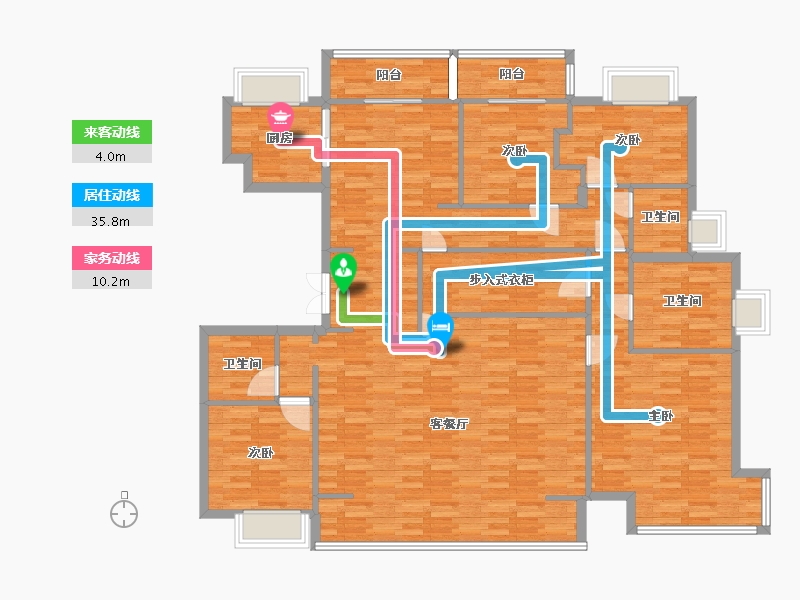 河南省-郑州市-北龙湖金茂府5号楼建面200m2-160.00-户型库-动静线