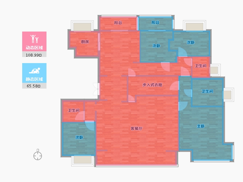 河南省-郑州市-北龙湖金茂府5号楼建面200m2-160.00-户型库-动静分区