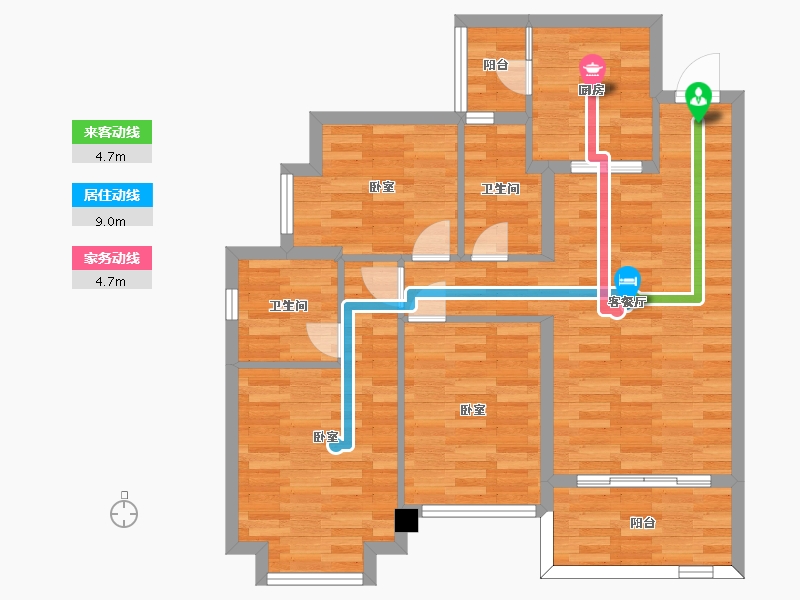 四川省-成都市-恒大牧云天峰3,4号,J8地块11号楼B3户型102m²-77.37-户型库-动静线