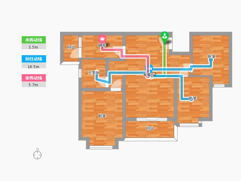 四川省-成都市-恒大牧云天峰1号楼,J8地块12号楼B2户型96m²-72.92-户型库-动静线