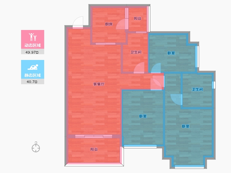 四川省-成都市-恒大牧云天峰3,4号楼,J8地块11号楼C2户型102m²-78.26-户型库-动静分区