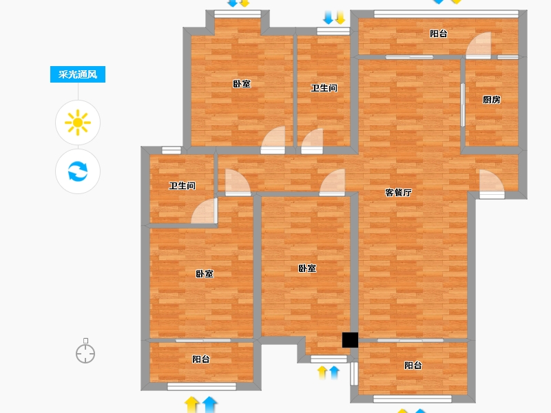 四川省-成都市-成金金语湾B1户型138m²-101.46-户型库-采光通风