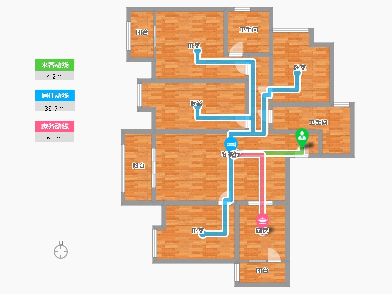 四川省-成都市-成金金语湾C1户型167m²-135.10-户型库-动静线