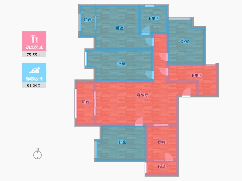 四川省-成都市-成金金语湾C1户型167m²-135.10-户型库-动静分区