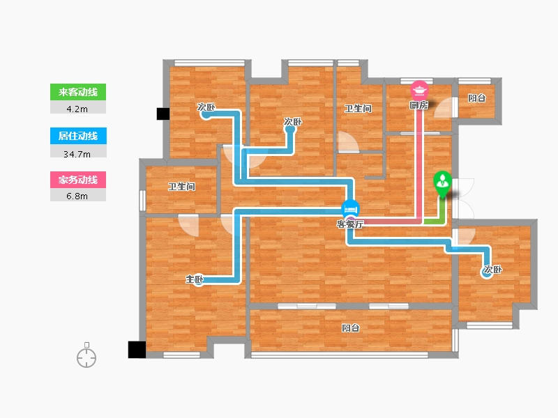 四川省-成都市-成锦熙锦5号A1户型147m²-123.88-户型库-动静线