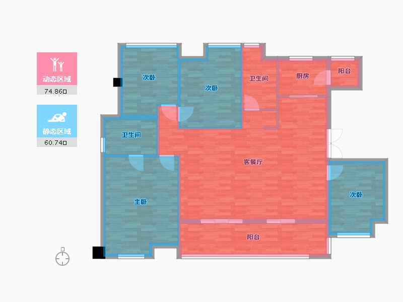 四川省-成都市-成锦熙锦5号A1户型147m²-123.88-户型库-动静分区