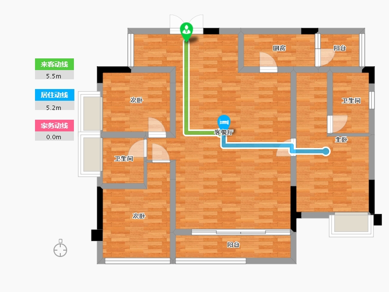 四川省-成都市-成锦熙锦5号B2户型124m²-99.01-户型库-动静线