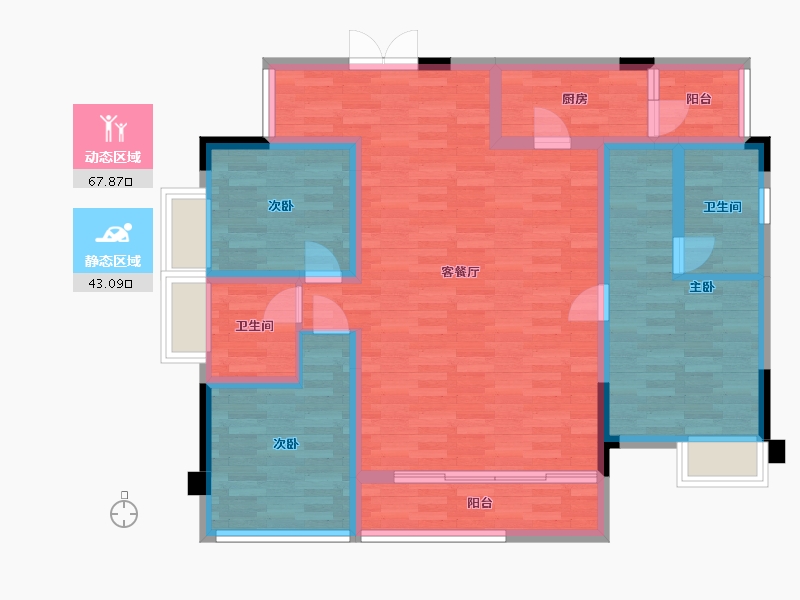 四川省-成都市-成锦熙锦5号B2户型124m²-99.01-户型库-动静分区