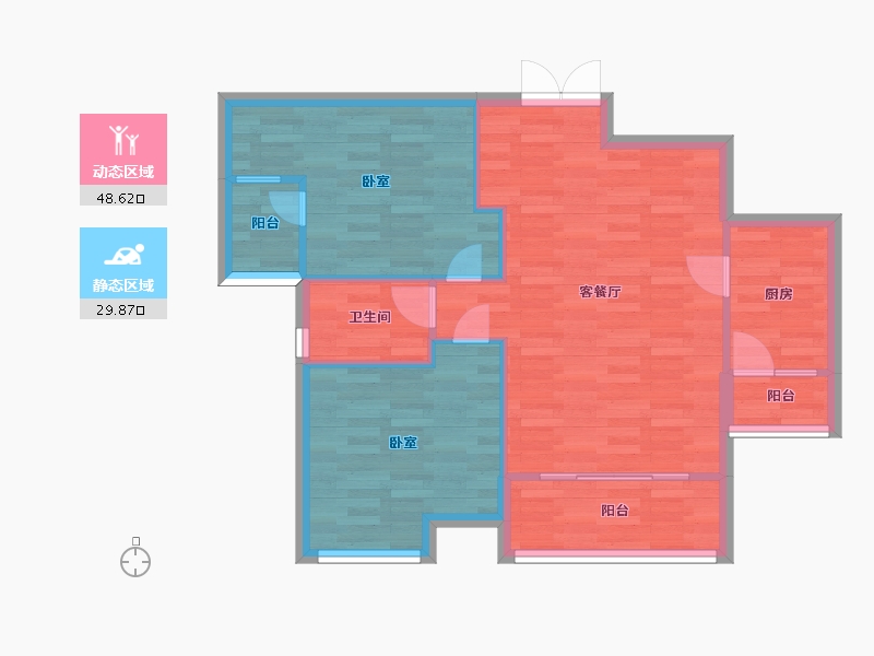 四川省-成都市-华夏上海城A1户型89m²-71.20-户型库-动静分区