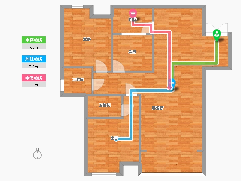 四川省-成都市-华夏上海城A2户型116m²-93.94-户型库-动静线