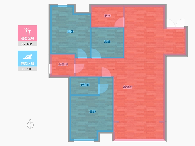 四川省-成都市-华夏上海城A2户型116m²-93.94-户型库-动静分区