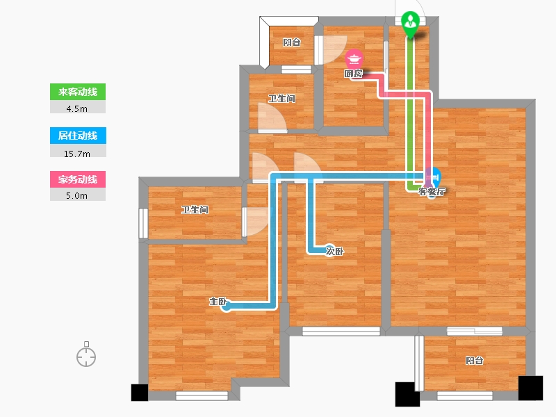 四川省-成都市-世纪悦城C户型88m²-71.04-户型库-动静线