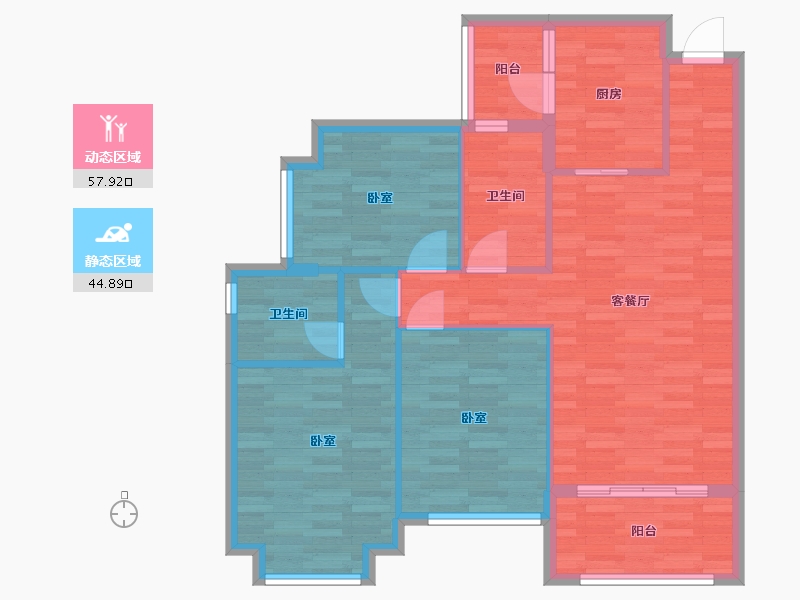 四川省-成都市-恒大林溪郡D2户型115m²-93.15-户型库-动静分区