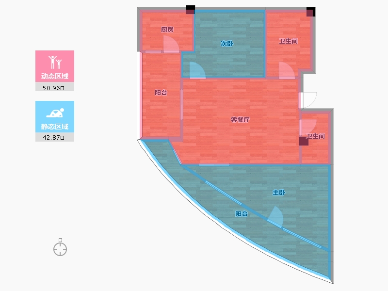 四川省-成都市-峰景1号楼D户型105m²-84.80-户型库-动静分区