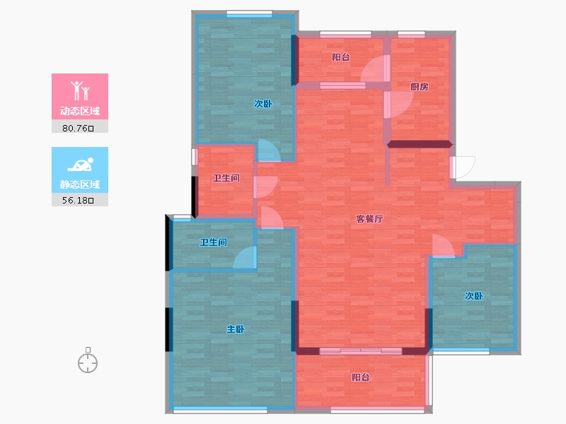 四川省-成都市-中节能琅园C6上户型155㎡-124.24-户型库-动静分区