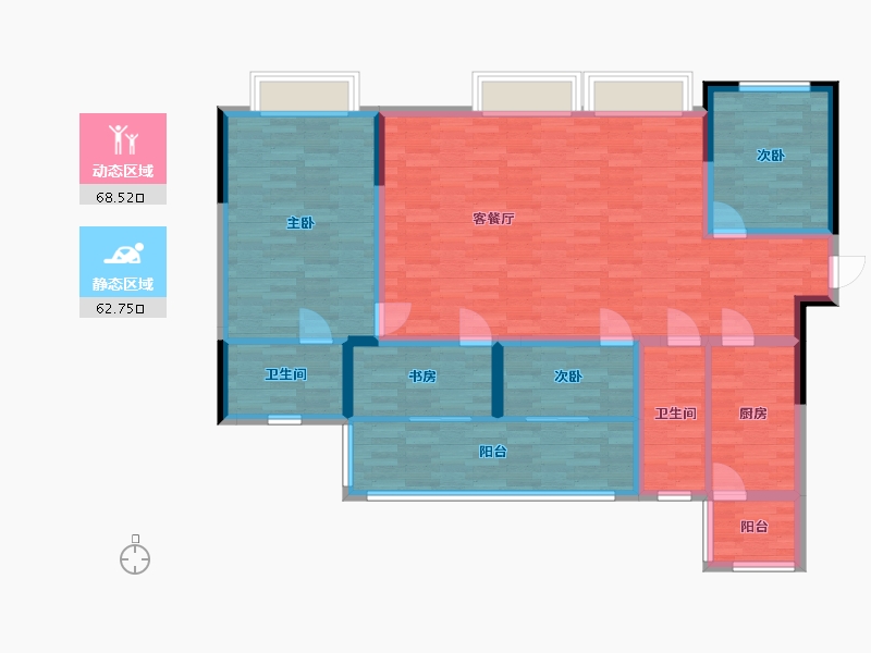 四川省-成都市-雍锦澜湾F147㎡-118.16-户型库-动静分区