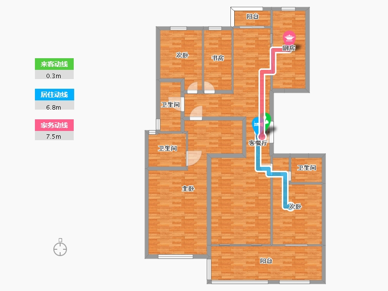 河南省-郑州市-碧桂园•豫府2号楼,18号楼,19号楼,20号楼,21号楼建面195m2-156.00-户型库-动静线