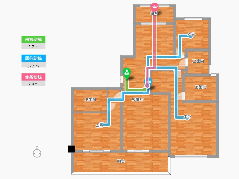 河南省-郑州市-碧桂园•豫府2号楼,18号楼,19号楼,20号楼,21号楼建面174m2-147.12-户型库-动静线