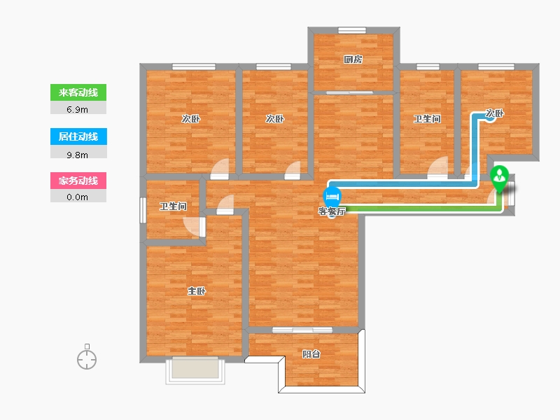 河南省-郑州市-宏光揽境5号楼,6号楼,8号楼,9号楼建面153m2-122.40-户型库-动静线