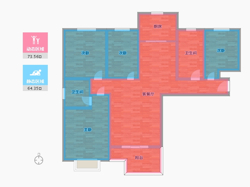 河南省-郑州市-宏光揽境5号楼,6号楼,8号楼,9号楼建面153m2-122.40-户型库-动静分区