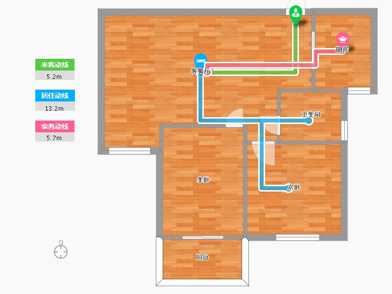 河南省-郑州市-宏光揽境5号楼建面87m2-69.60-户型库-动静线