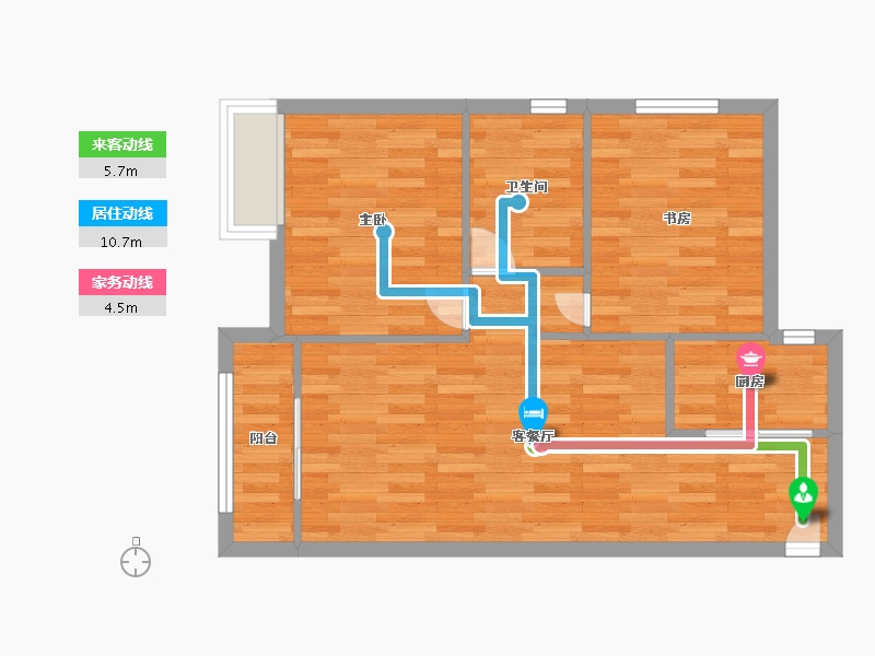 河南省-郑州市-汇泉博澳东悦城2号楼,7号楼建面78m2-62.40-户型库-动静线