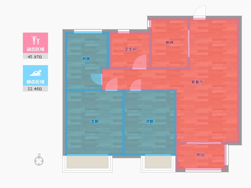 河南省-郑州市-汇泉博澳东悦城10号楼,9号楼,4号楼，6号楼,2号楼,7号楼,8号楼建面89-71.19-户型库-动静分区