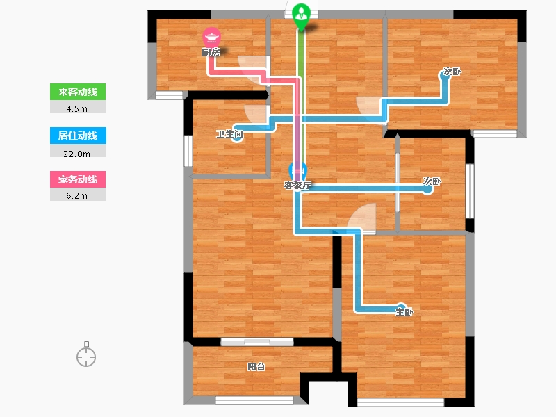 河南省-郑州市-吉地•澜花语12号楼建面111m2-86.46-户型库-动静线